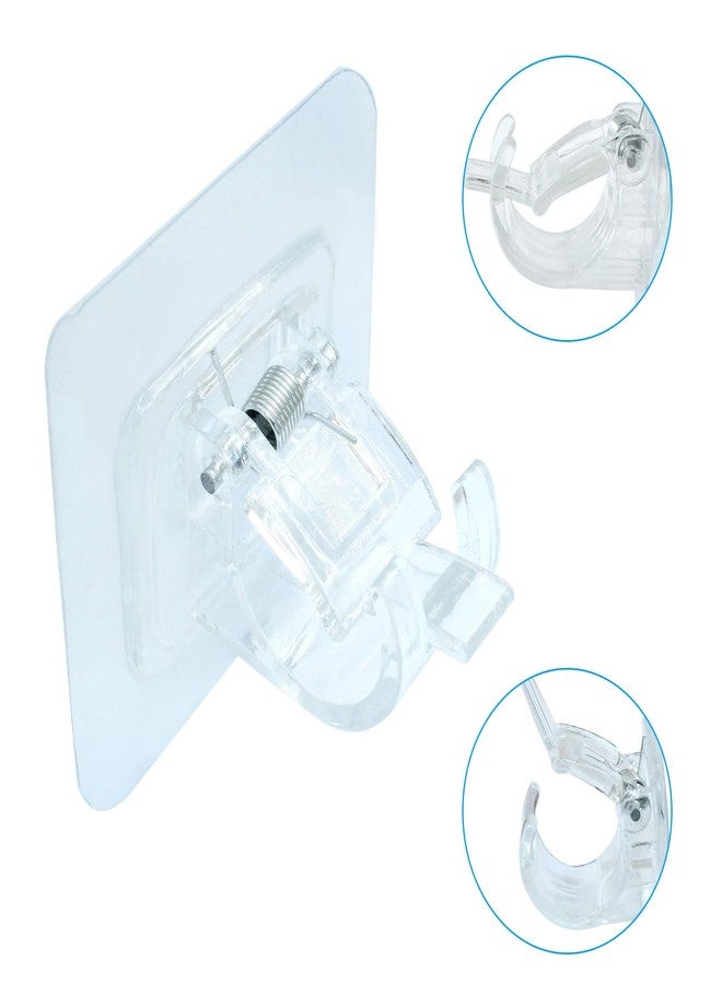 Verkelly 2 Pcs Self Adhesive Curtain Rod Bracket, 2.36" x 2.36" No Drill Curtain Rod Holder Hangers Self Adhesive Wall Hooks(Clear) - Image 3
